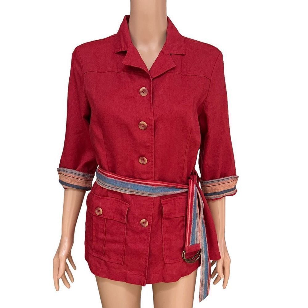 Paraphrase 100% linen red jacket size 10